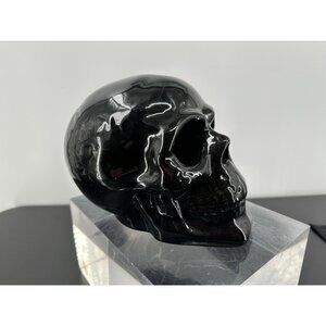Black Ceramic Skull Shape Led Light Table Top Accent Lamp